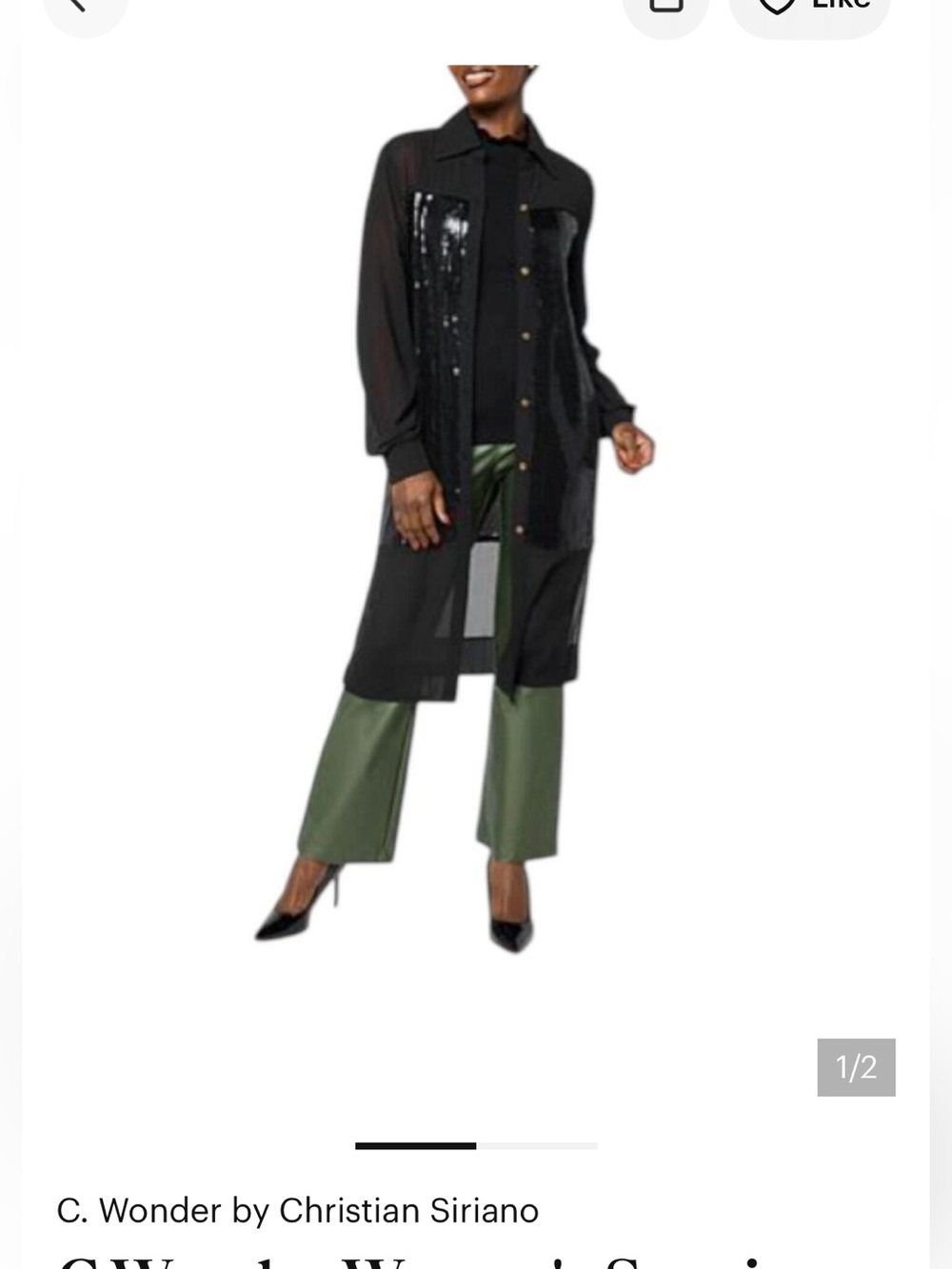 C. Wonder Black Sequin-Front Long Tunic Jacket - Picture 4 of 6